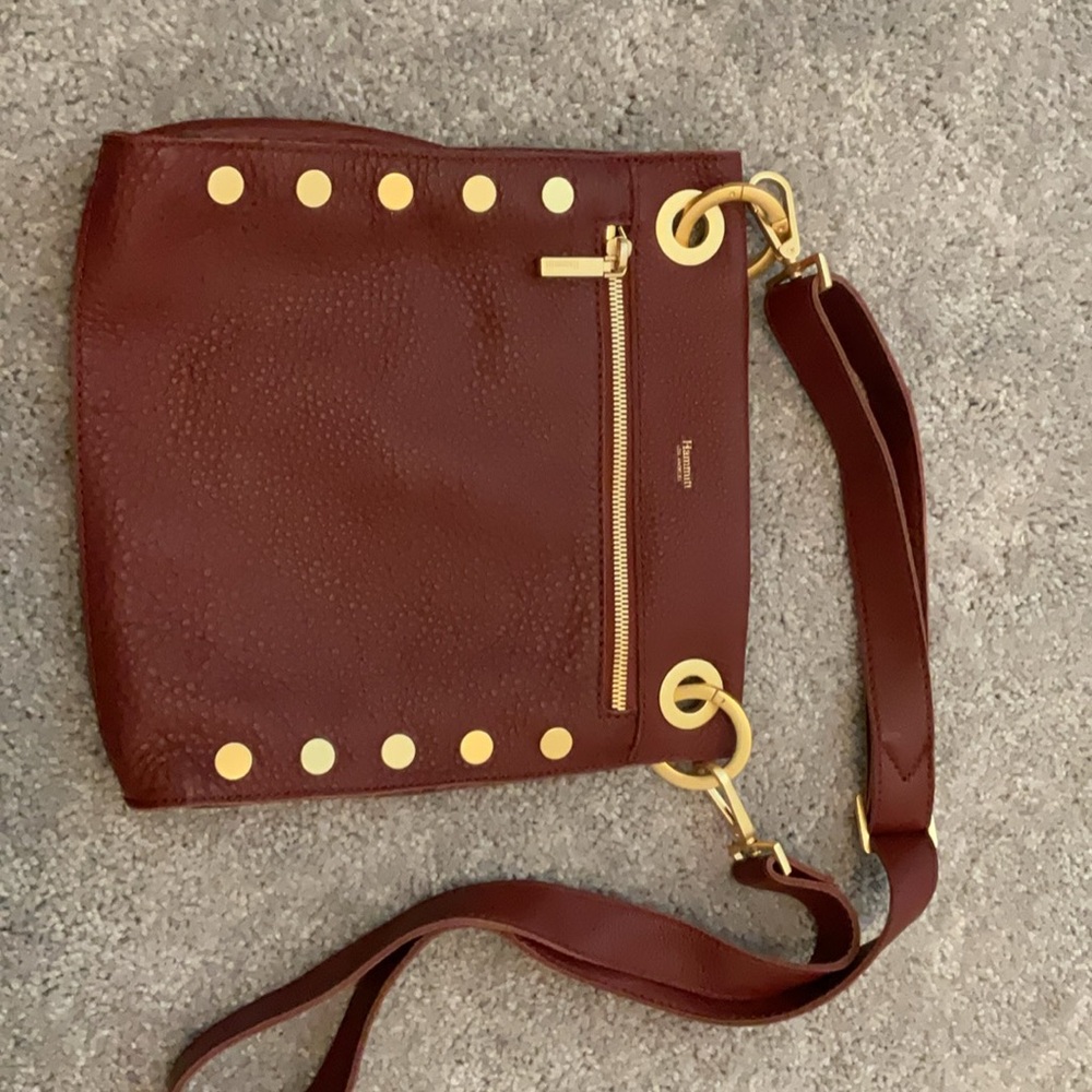 EUC Hammitt Tony Leather Crossbody Bag in Pomodoro Red and Gold (Sz Medium)